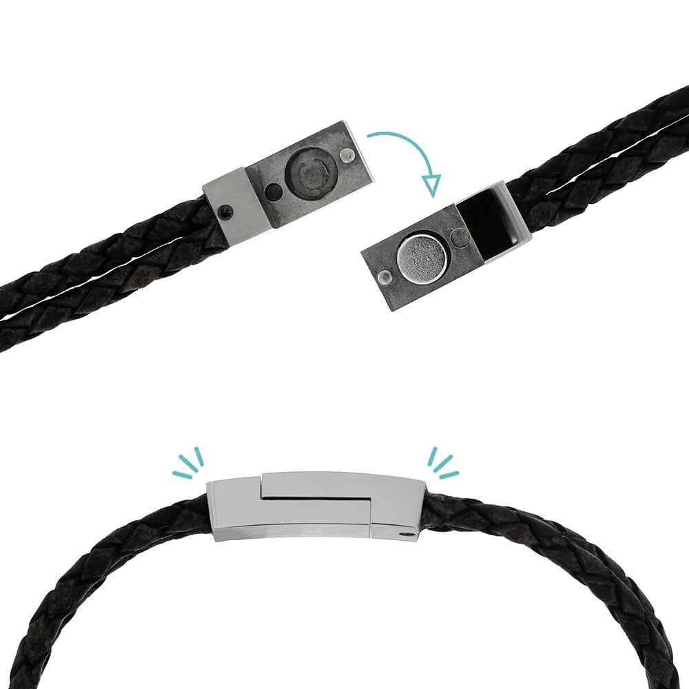 Meteorite Bracelet With Braided Leather Band 6 Meteorite Bracelet With Braided Leather Band - Image 4