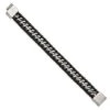 Black Leather & Stainless Bracelet For Men 2 Black Leather & Stainless Bracelet For Men -Johan Jewelry Shop SRB1811 8.5 2