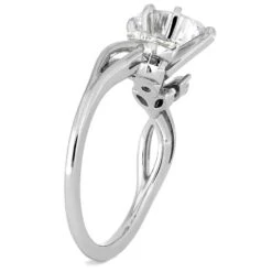 Moissanite Engagement Ring With Diamond Leaf Accents On Band -Johan Jewelry Shop ST676 13 2 E 3f6daf54 8fd5 4f1a ba62 46c6587affa1