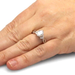 Oval Diamond Engagement Ring With Leaf Accented Band -Johan Jewelry Shop ST676 13 Handshot 54d6d016 ed00 457c 82cb 0f4cfeb4cfb3