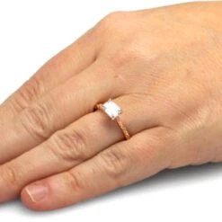 Emerald Cut Moissanite Engagement Ring -Johan Jewelry Shop ST699 22 Handshot 2