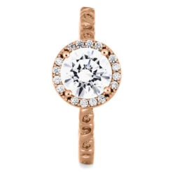 Round Cut Moissanite Halo Engagement Ring With Swirled Band 15 Round Cut Moissanite Halo Engagement Ring With Swirled Band -Johan Jewelry Shop ST699 25 1E