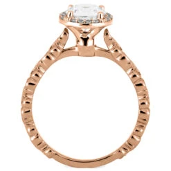 Round Cut Moissanite Halo Engagement Ring With Swirled Band 17 Round Cut Moissanite Halo Engagement Ring With Swirled Band -Johan Jewelry Shop ST699 25 3E