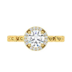 Round Cut Moissanite Halo Engagement Ring With Swirled Band 20 Round Cut Moissanite Halo Engagement Ring With Swirled Band -Johan Jewelry Shop ST699 25yg