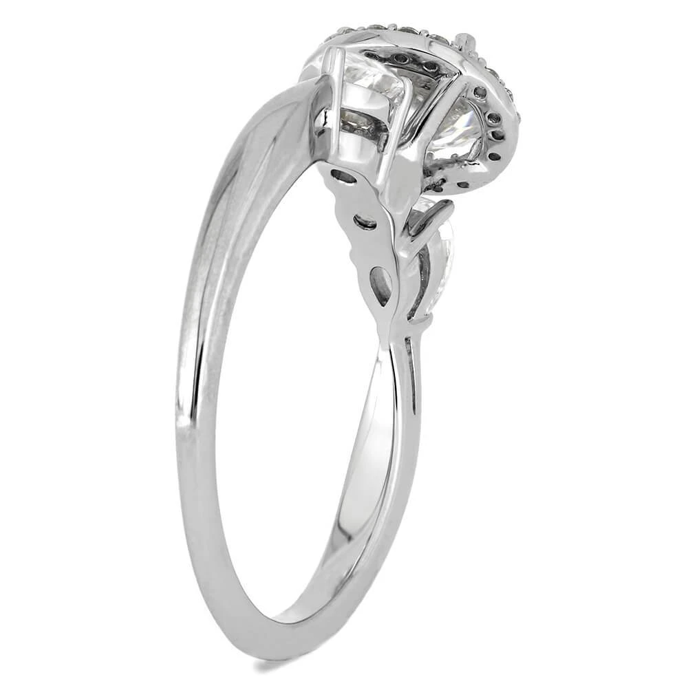 Moissanite Halo Engagement Ring With Diamond Accents 7 Moissanite Halo Engagement Ring With Diamond Accents - Image 5
