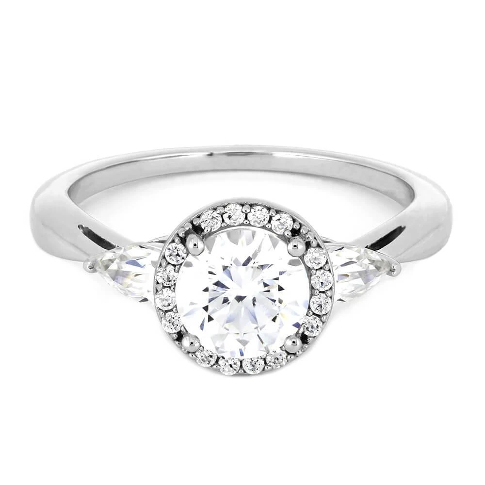 Moissanite Halo Engagement Ring With Diamond Accents 9 Moissanite Halo Engagement Ring With Diamond Accents - Image 7