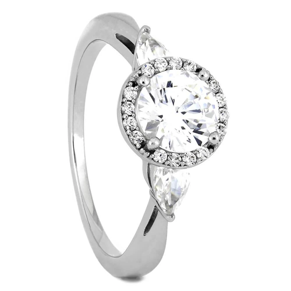 Moissanite Halo Engagement Ring With Diamond Accents 5 Moissanite Halo Engagement Ring With Diamond Accents - Image 3