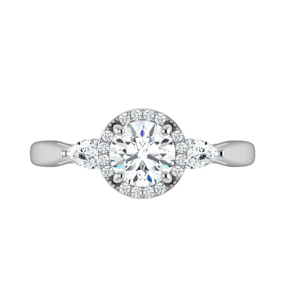 Moissanite Halo Engagement Ring With Diamond Accents 4 Moissanite Halo Engagement Ring With Diamond Accents - Image 2