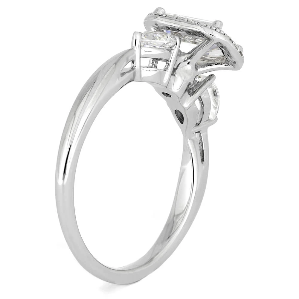 Emerald Cut Moissanite Halo Engagement Ring 7 Emerald Cut Moissanite Halo Engagement Ring - Image 5