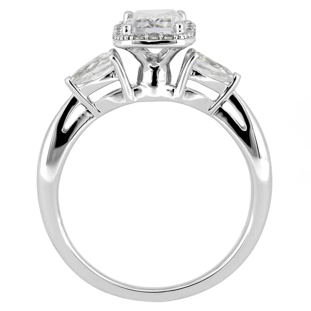 Emerald Cut Moissanite Halo Engagement Ring 8 Emerald Cut Moissanite Halo Engagement Ring - Image 6