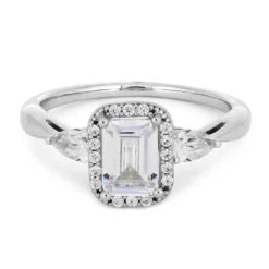 Emerald Cut Diamond Center Stone With Halo Engagement Ring -Johan Jewelry Shop ST711 27 4E 5e0d0dd3 52b1 45b2 99ea 2f898092c81d