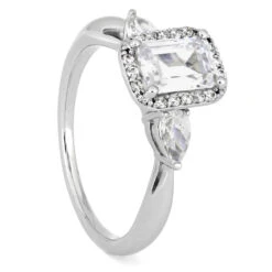 Emerald Cut Diamond Center Stone With Halo Engagement Ring -Johan Jewelry Shop ST711 27E 4e28fde2 ddc3 4826 aefd c62f22aafb35