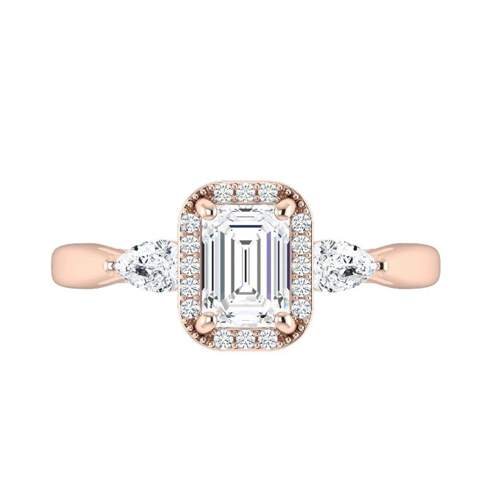 Emerald Cut Moissanite Halo Engagement Ring 14 Emerald Cut Moissanite Halo Engagement Ring - Image 12