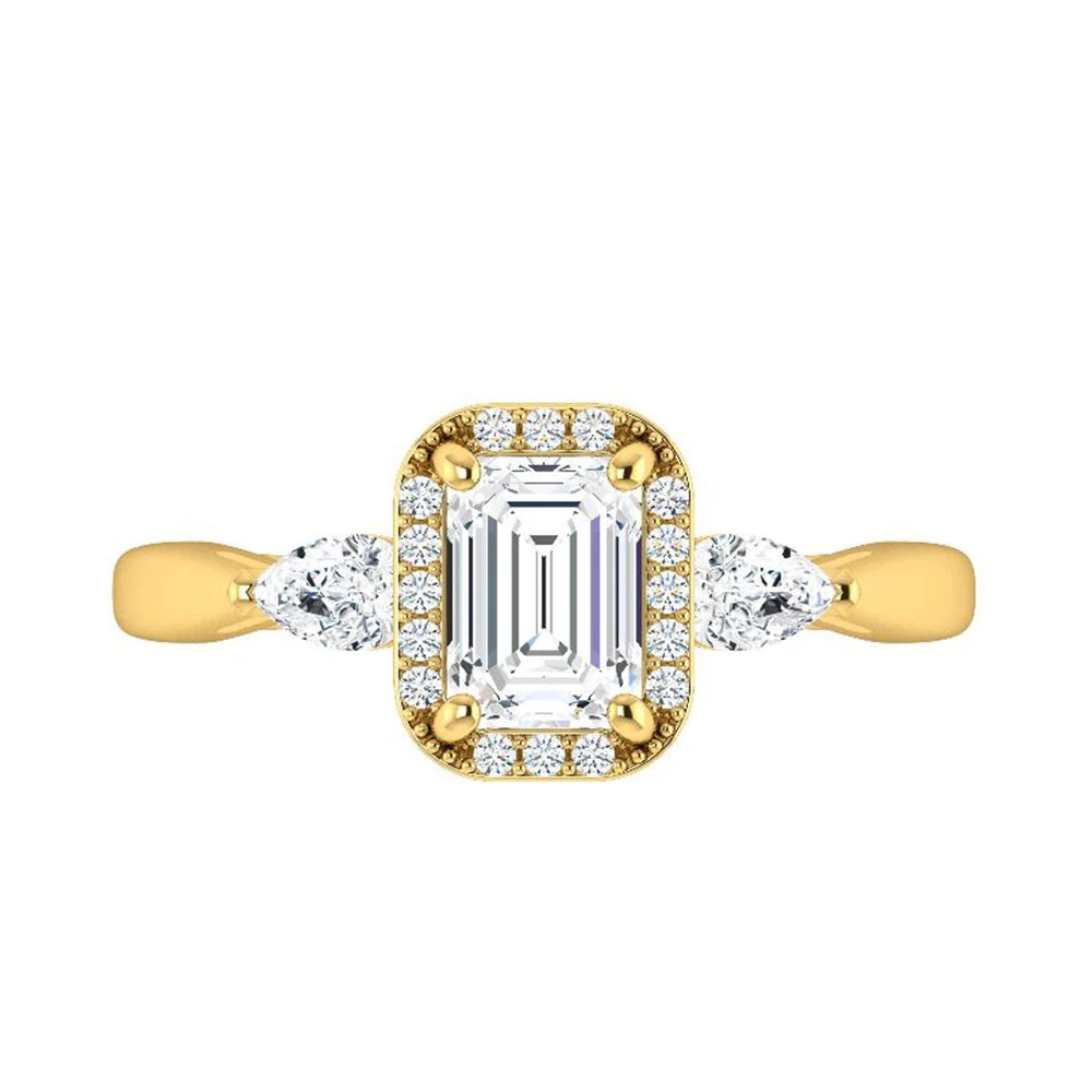 Emerald Cut Moissanite Halo Engagement Ring 13 Emerald Cut Moissanite Halo Engagement Ring - Image 11