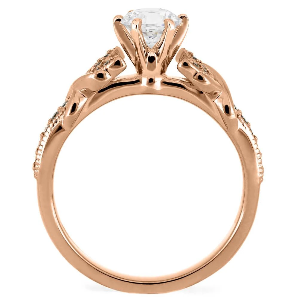 Diamond Engagement Ring With Leaf-Shaped Accent Band 7 Diamond Engagement Ring With Leaf-Shaped Accent Band - Image 5