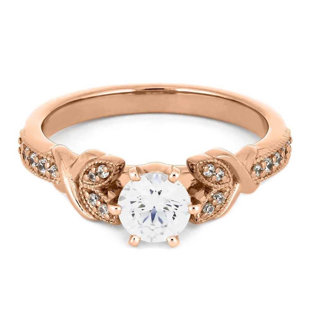 Diamond Engagement Ring With Leaf-Shaped Accent Band 8 Diamond Engagement Ring With Leaf-Shaped Accent Band - Image 6