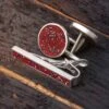 Red Stardust Cuff Links & Tie Clip Bundle 2 Red Stardust Cuff Links & Tie Clip Bundle -Johan Jewelry Shop StardustGiftSetsRed