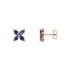 Lab-Grown Blue Sapphire Flower Shaped Stud Earrings