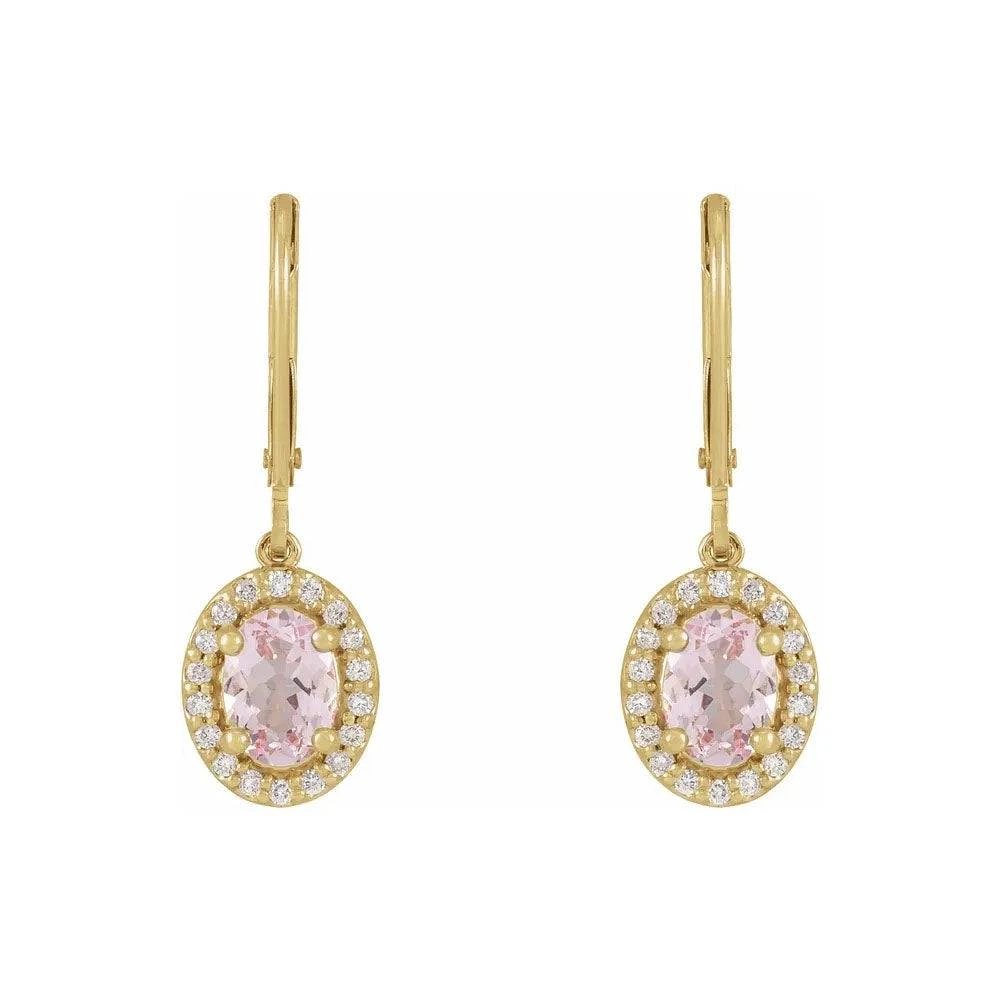 Natural Pink Morganite & Natural Diamond Earrings 4 Natural Pink Morganite & Natural Diamond Earrings - Image 2