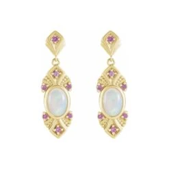 Natural Opal & Natural Pink Sapphire Vintage-Inspired Earrings -Johan Jewelry Shop StullerEarrings 0097 ST870592