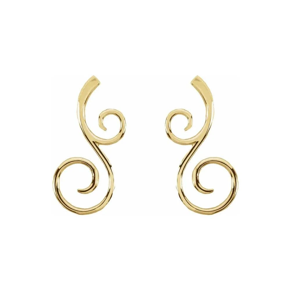 Dainty Gold Scroll Dangle Earrings 4 Dainty Gold Scroll Dangle Earrings - Image 2