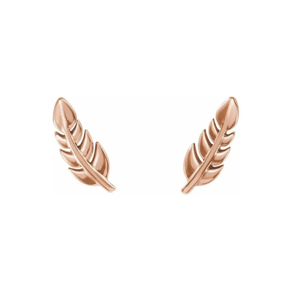 Gold Feather Stud Earrings 4 Gold Feather Stud Earrings - Image 2