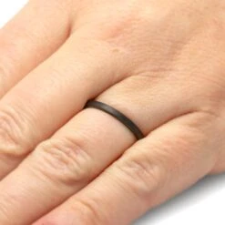 Thin Black Ceramic Women's Wedding Band, 2mm Ring -Johan Jewelry Shop THW589 FBBT Handshot 2000x 8a829044 98ff 4e81 8f17 e0157a79bc43