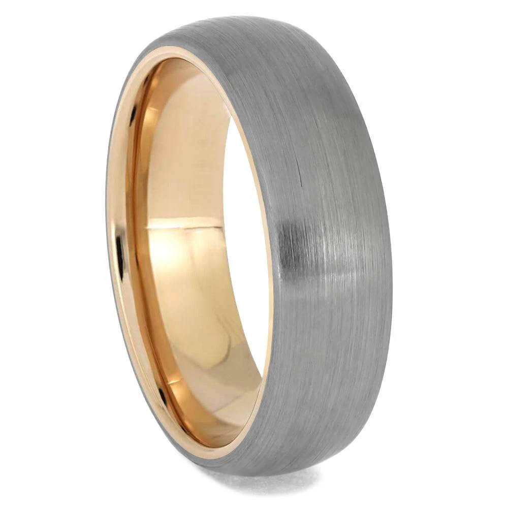 Solid Gold & Brushed Titanium Men's Wedding Band 3 Solid Gold & Brushed Titanium Men's Wedding Band