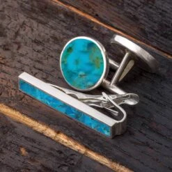 Totally Turquoise Gift Set - Cuff Links & Tie Clip
