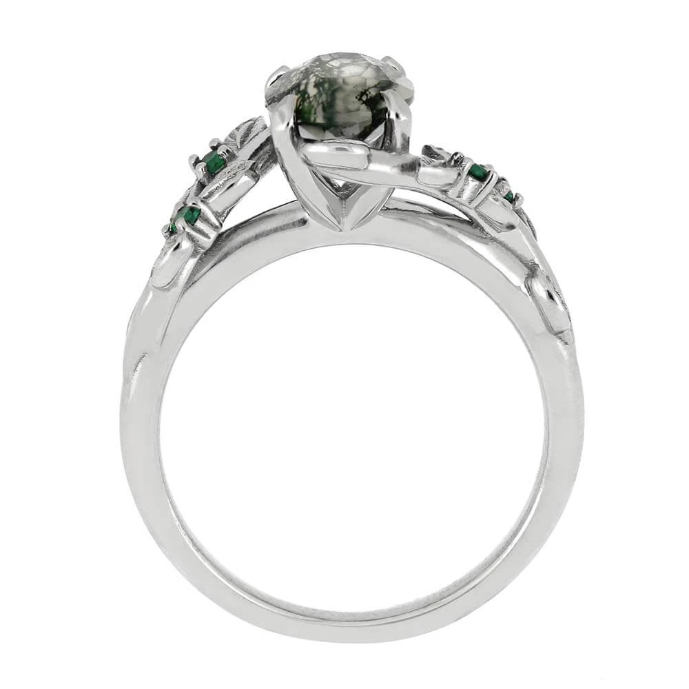 Floral Engagement Ring With Moss Agate 7 Floral Engagement Ring With Moss Agate - Image 5