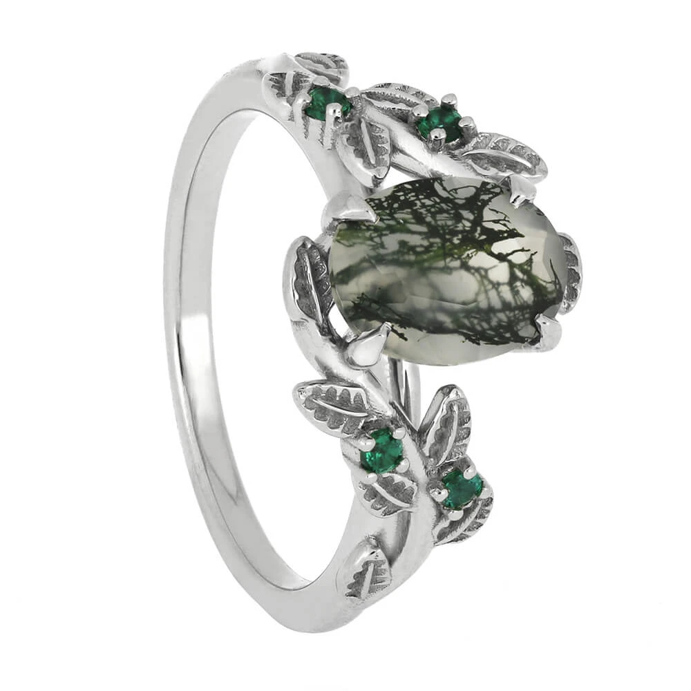 Floral Engagement Ring With Moss Agate 4 Floral Engagement Ring With Moss Agate - Image 2