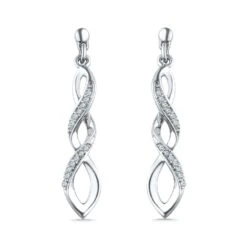 Drop Diamond Earrings With Twisting Design