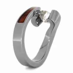Moissanite And Wood Wedding Ring Set In Titanium -Johan Jewelry Shop a2dd0c50fc6bc6a2fa3c282de13433e8