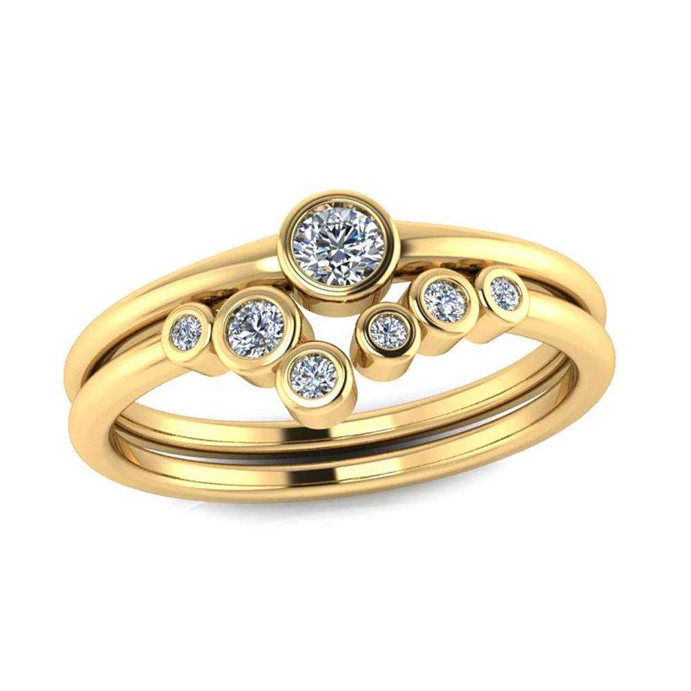 Modern Diamond Bridal Set In 10k Yellow Gold-2984 6 Modern Diamond Bridal Set In 10k Yellow Gold-2984 - Image 4