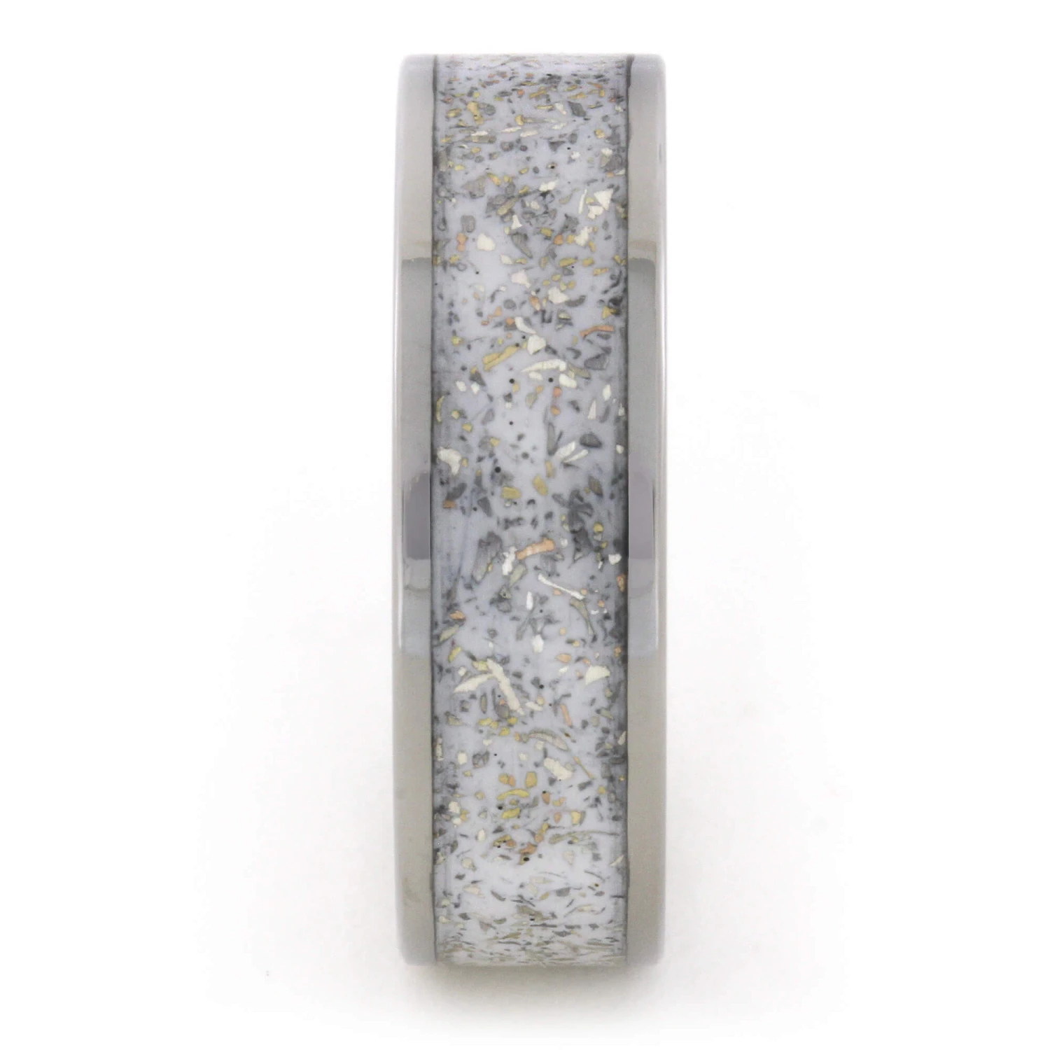 White Stardust™ Wedding Band In Polished Titanium 5 White Stardust™ Wedding Band In Polished Titanium - Image 3