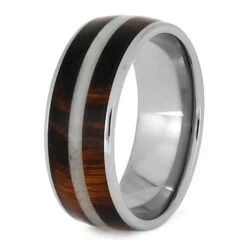 Honduran Rosewood Ring With Antler Center Pinstripe -Johan Jewelry Shop a920cee07bbb14786758357788bbb90b