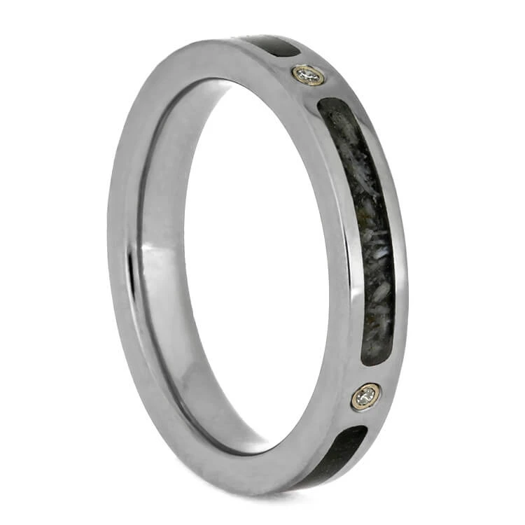 Diamond Women's Wedding Band With Deer Antler And Dinosaur Bone 4 Diamond Women's Wedding Band With Deer Antler And Dinosaur Bone - Image 2