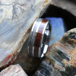 Obsidian Men's Wedding Band With Ironwood -Johan Jewelry Shop b25425282bc2fff6ddea6936e0b0739f