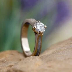 Compass Set Moissanite Solitaire Engagement Ring With Meteorite -Johan Jewelry Shop b35c8f855792d161c23a1d80ac428068