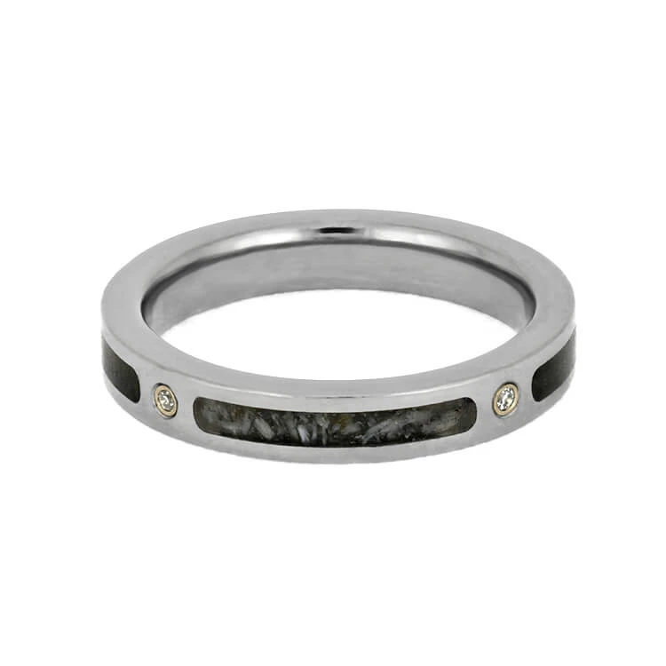Diamond Women's Wedding Band With Deer Antler And Dinosaur Bone 7 Diamond Women's Wedding Band With Deer Antler And Dinosaur Bone - Image 5