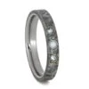Meteorite Wedding Band With Aquamarine And Opal Gemstones -Johan Jewelry Shop b8015169ebcf1deaece1d787f1f95b2f