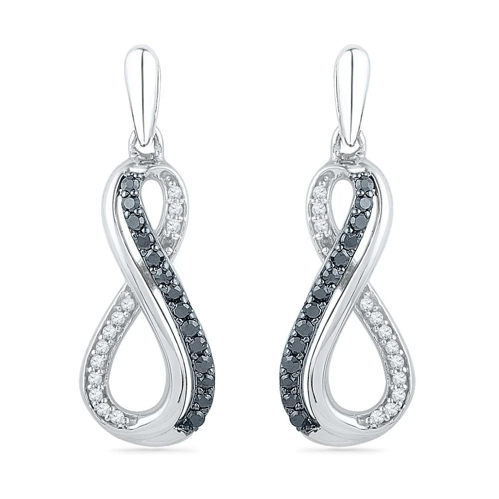 Black & White Diamond Infinity Dangle Earrings 5 Black & White Diamond Infinity Dangle Earrings - Image 3