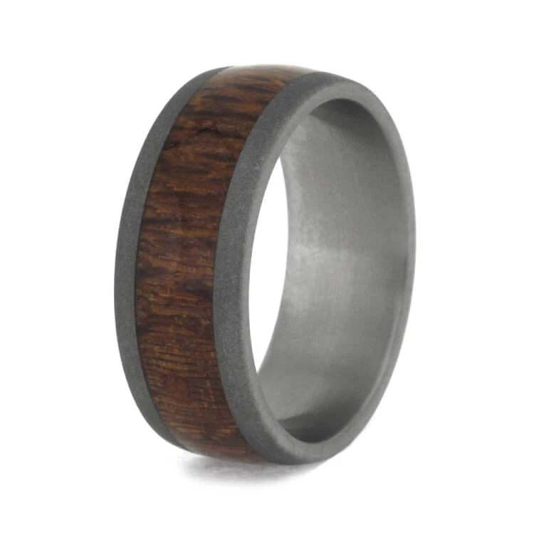 Leopard Wood Wedding Band, Sandblasted Titanium Ring 6 Leopard Wood Wedding Band, Sandblasted Titanium Ring - Image 4