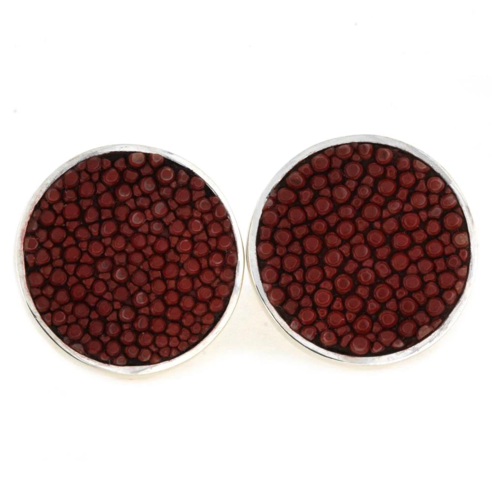 Red Stingray Leather Cuff Links 3 Red Stingray Leather Cuff Links