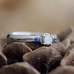 Meteorite & Blue Sapphire Engagement Ring -Johan Jewelry Shop bf9fce0c8d80f46645e00bf82929db5d