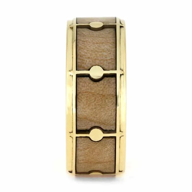 Drum Ring With Gold, Maple Wood Ring For Musicians 5 Drum Ring With Gold, Maple Wood Ring For Musicians - Image 3