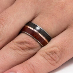 Wood And Dinosaur Bone Wedding Band With Rose Gold -Johan Jewelry Shop c2d05afee5e5ff6a0e60deda0fdd9f6c