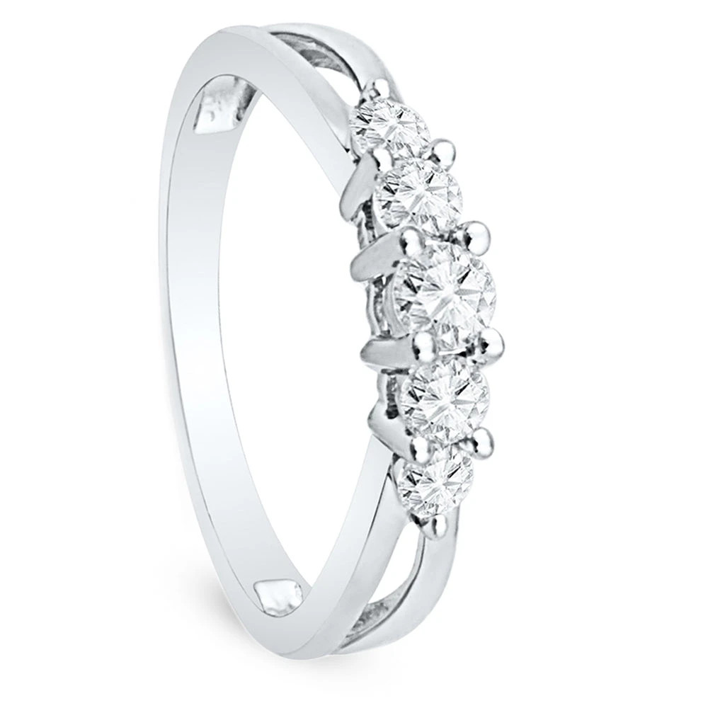 Five Stone Diamond Promise Ring, Stackable Ring 4 Five Stone Diamond Promise Ring, Stackable Ring - Image 2