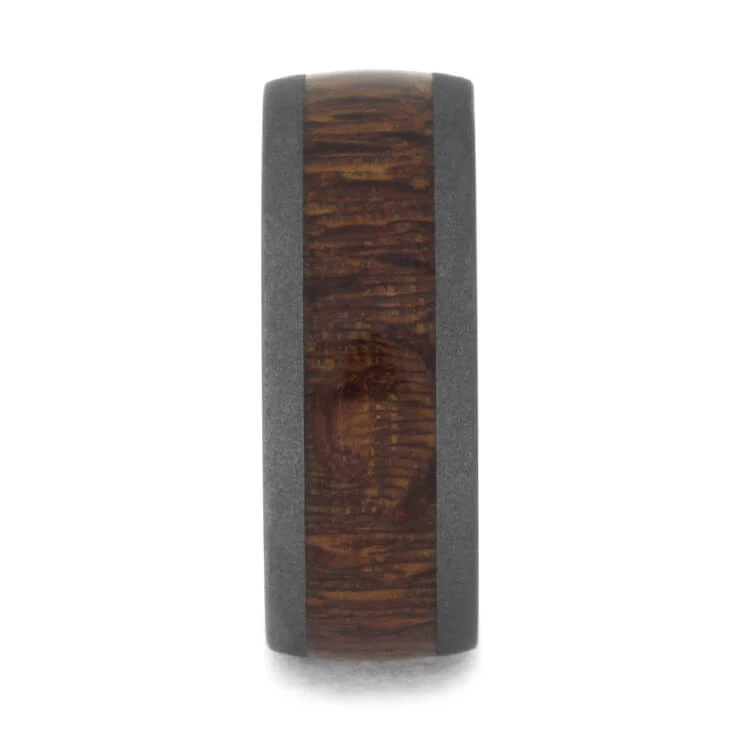 Leopard Wood Wedding Band, Sandblasted Titanium Ring 5 Leopard Wood Wedding Band, Sandblasted Titanium Ring - Image 3