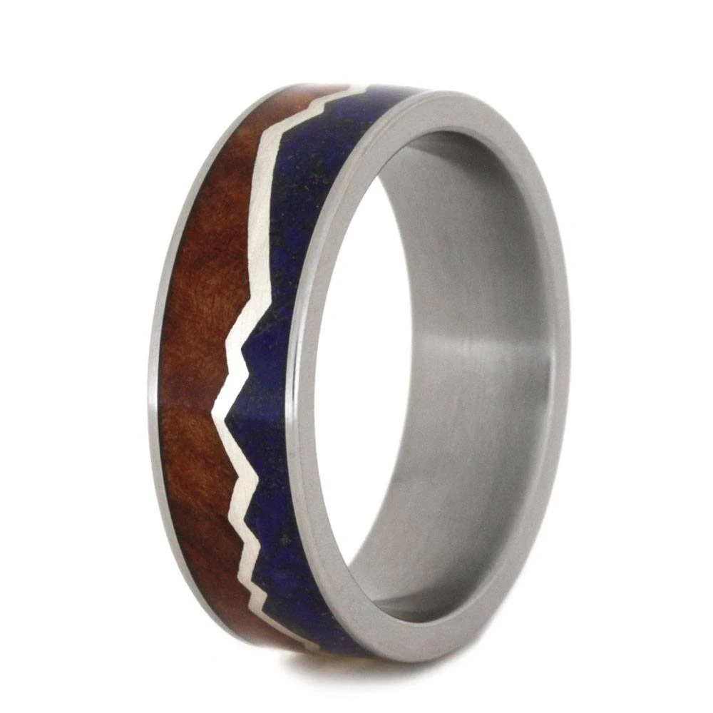 Mountain Ring With Lapis And Redwood Split By Sterling Silver 7 Mountain Ring With Lapis And Redwood Split By Sterling Silver - Image 5